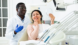 Woman smiling in the dental chair